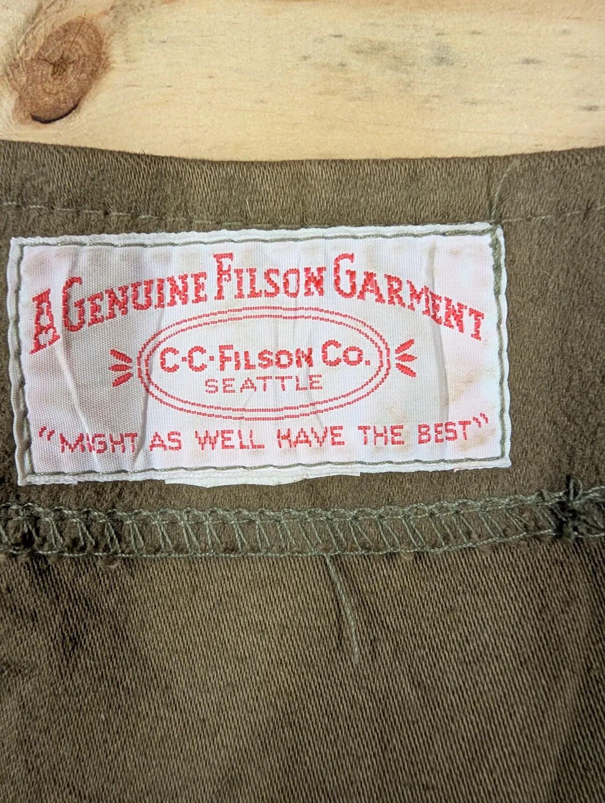 Filson Moleskin Vest Mens Large Khaki Cotton Waistcoat Gilet Body Warmer USA