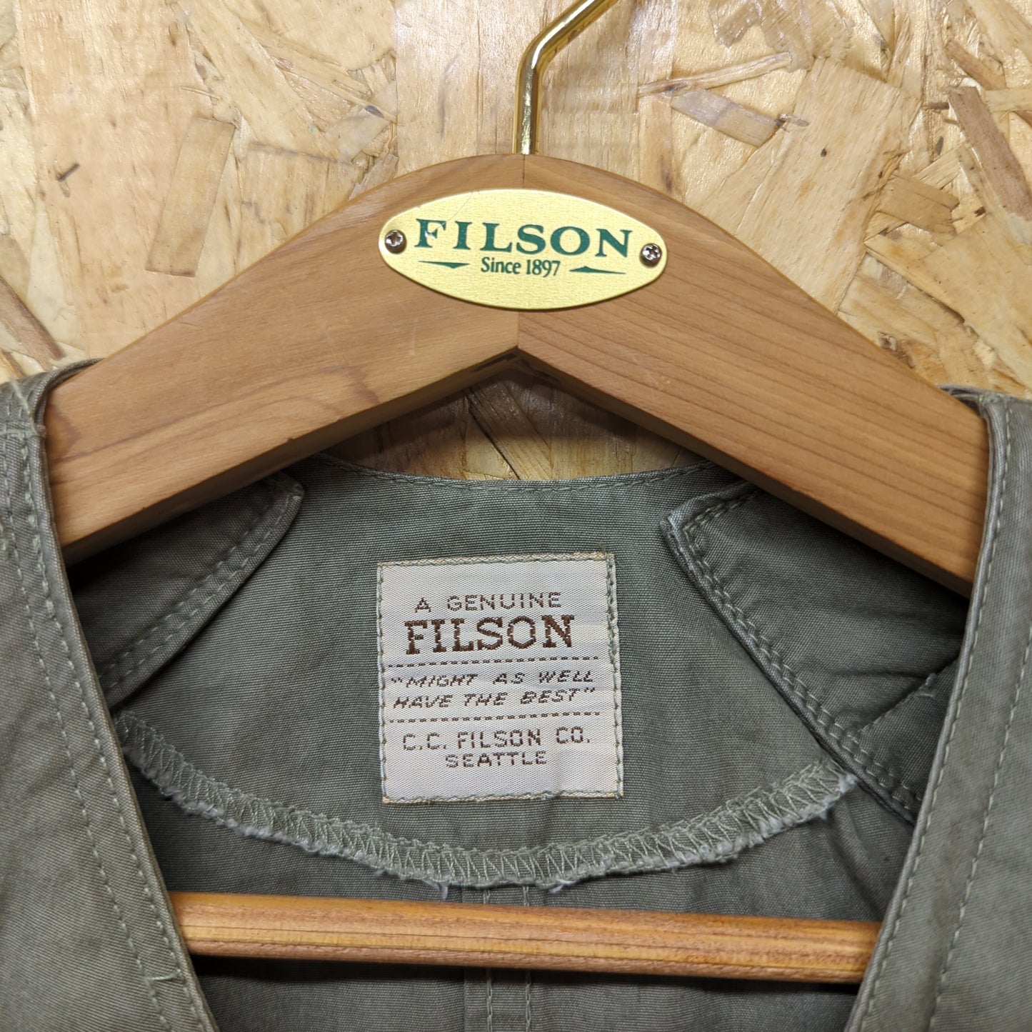 Vintage Filson Hunting Fishing Vest Gilet Khaki Green Made In USA Canvas 2XL