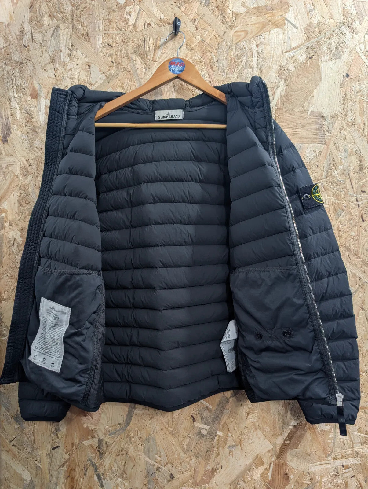 Stone Island Puffer Jacket Men Small Black Hood Loom Woven Down Chamber Stretch