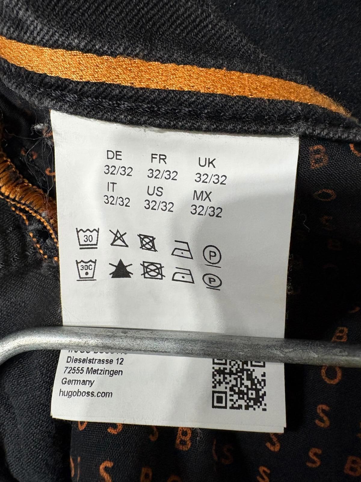 Hugo Boss Jeans W32 L32 Men Delaware Slim Fit Black Organic Cotton Denim