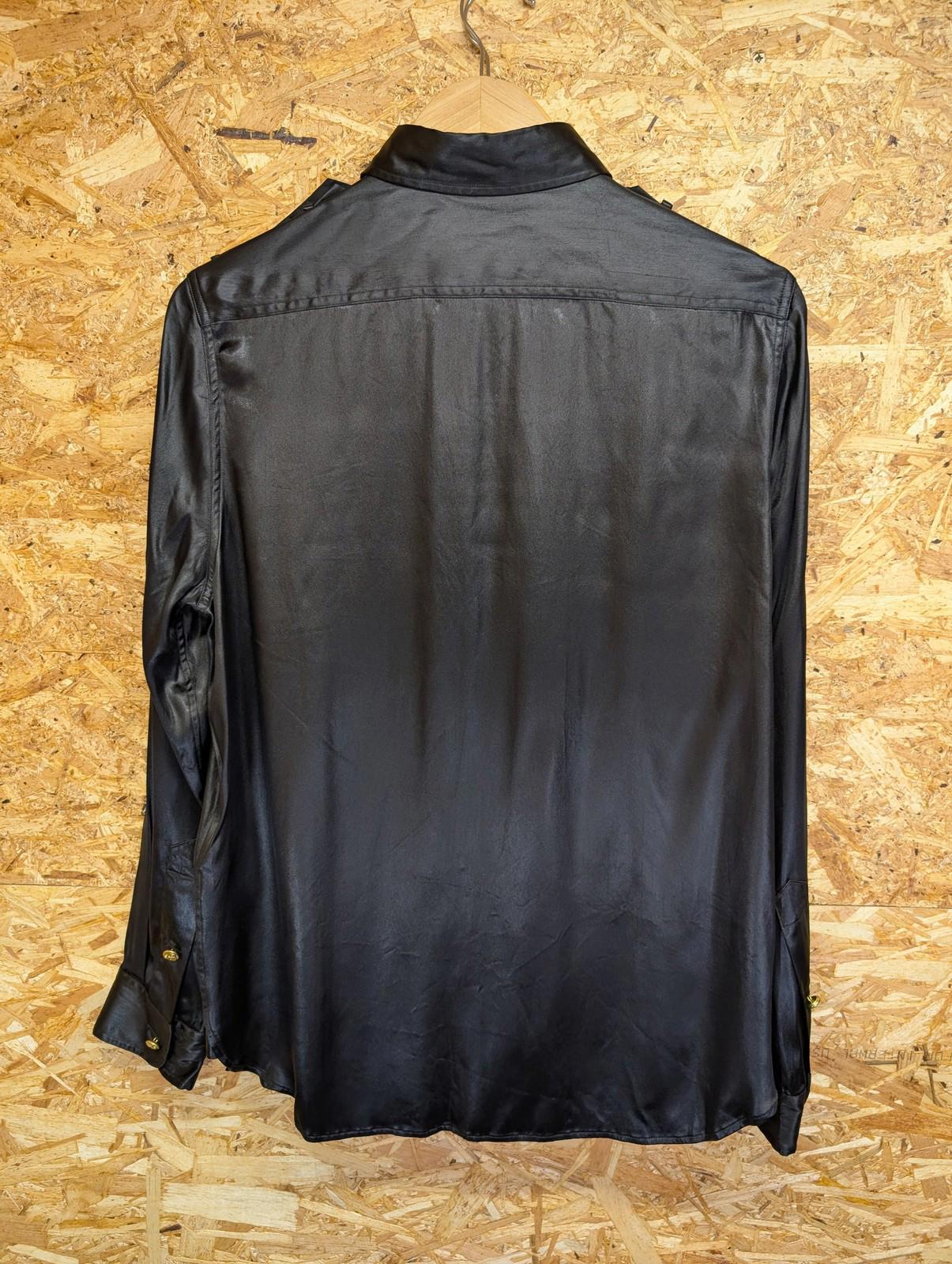 Ralph Lauren Purple Label Satin Shirt Size 10 Women Black Epaulettes Military