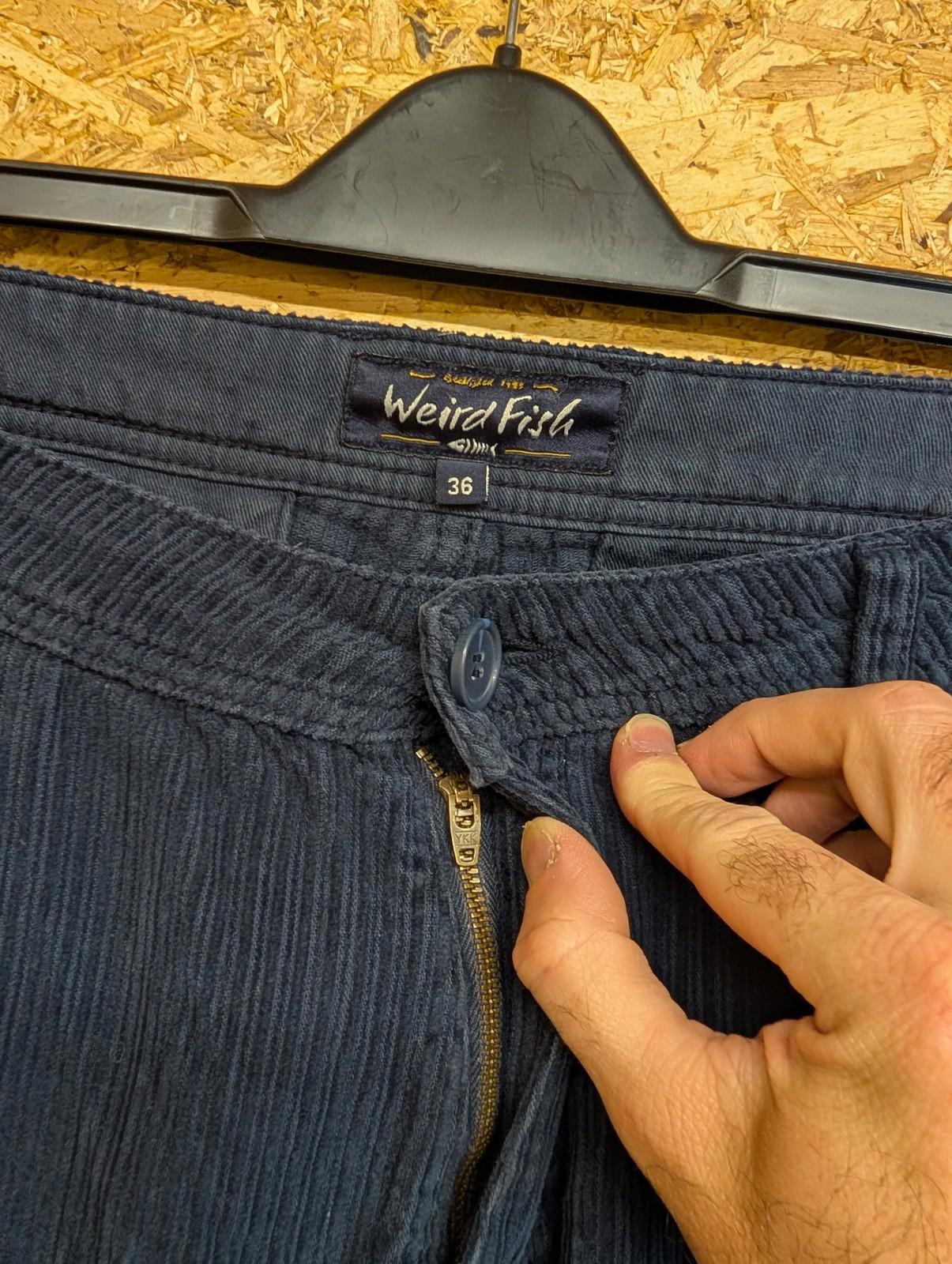 Weird Fish Trousers W36 L31 Men Corduroy Straight Leg Casual Navy Blue Cotton