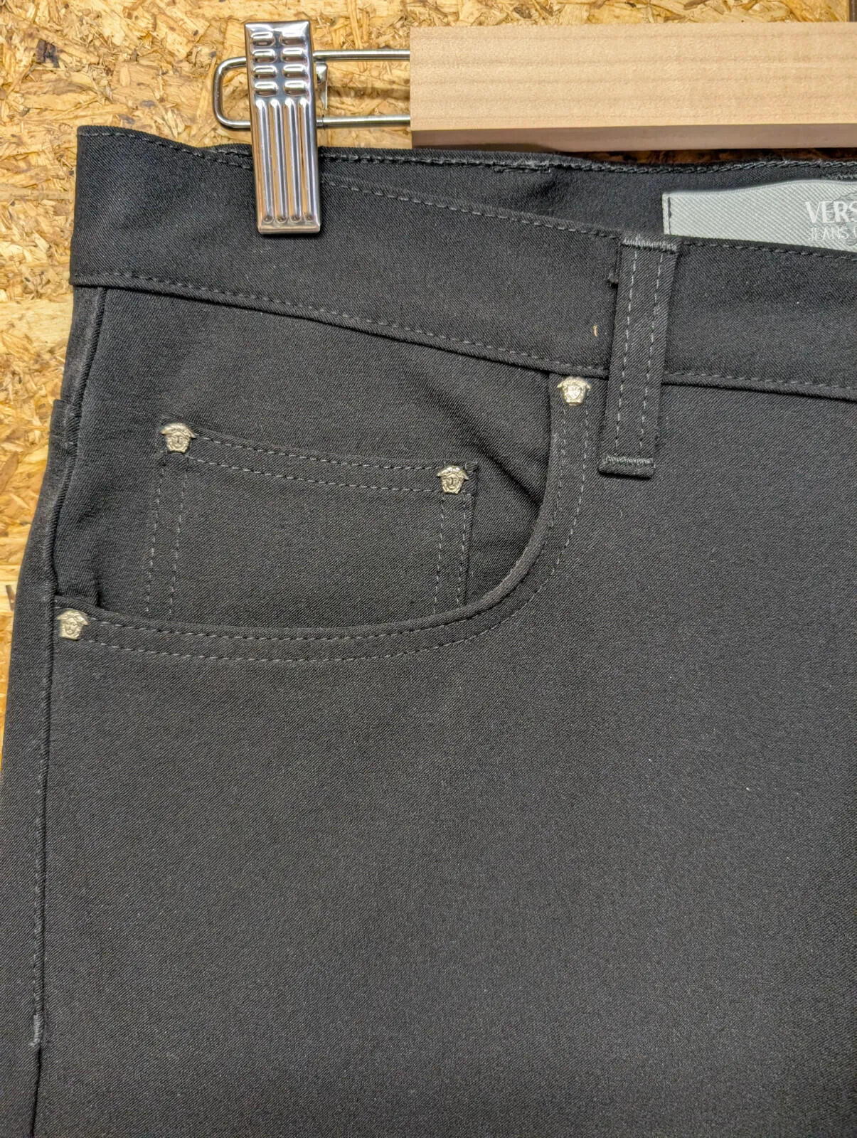 Versace Jeans Couture Trousers Mens W34 L32 Black Stretch Zip Fly Vintage 90s