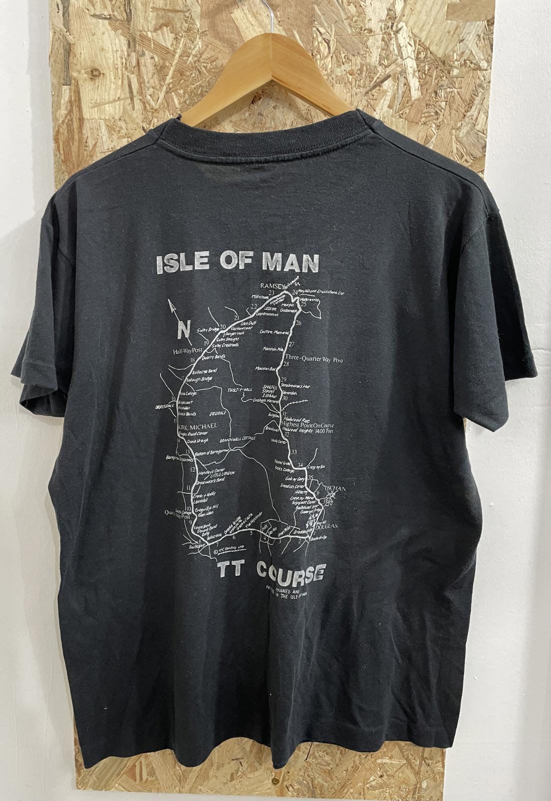 Vintage 1990 Size Large TT Isle Of Man Racing Festival T-Shirt Black 90s