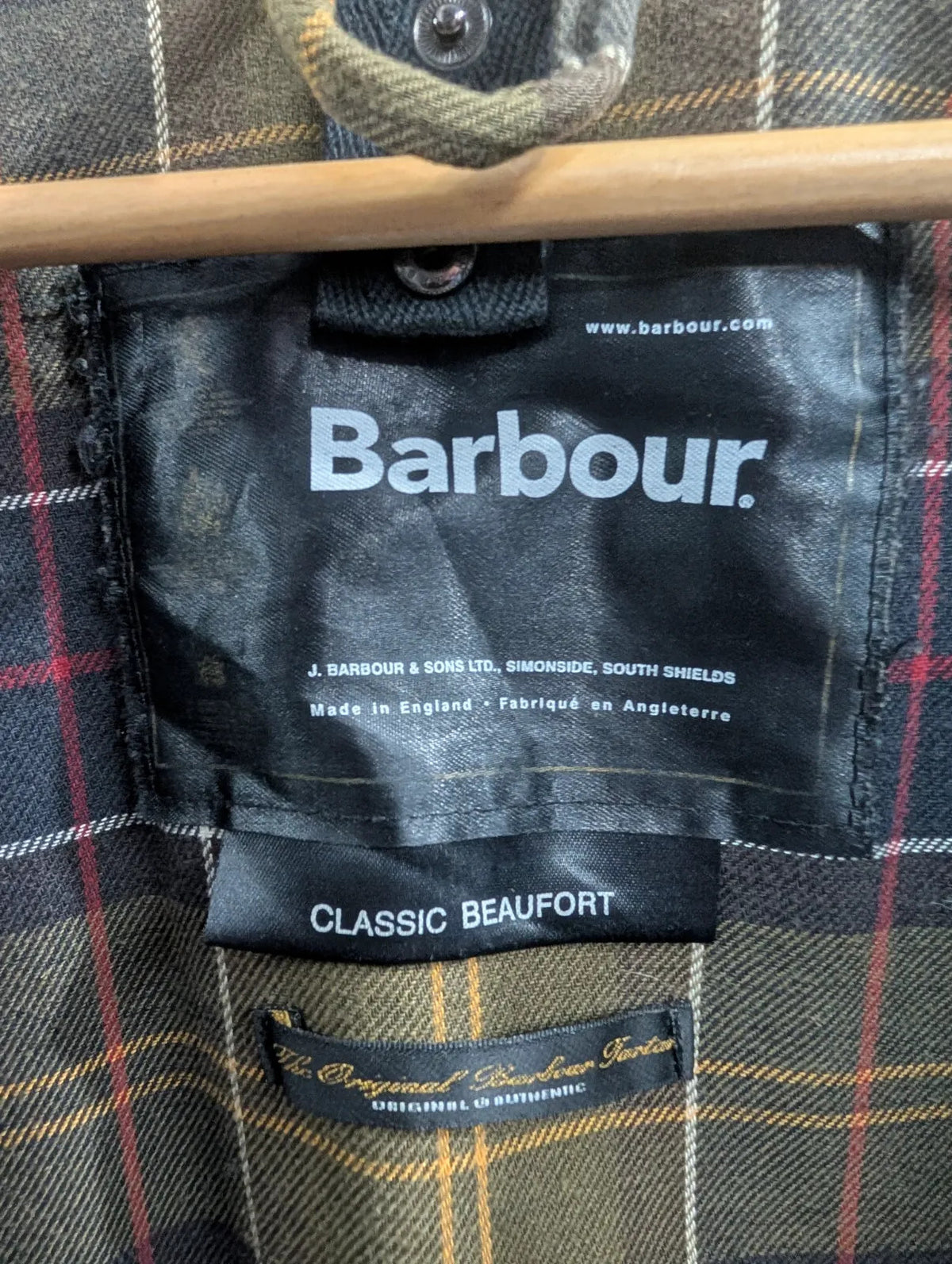 Barbour Classic Beaufort Jacket Mens Small C36 Olive Green Corduroy Collar