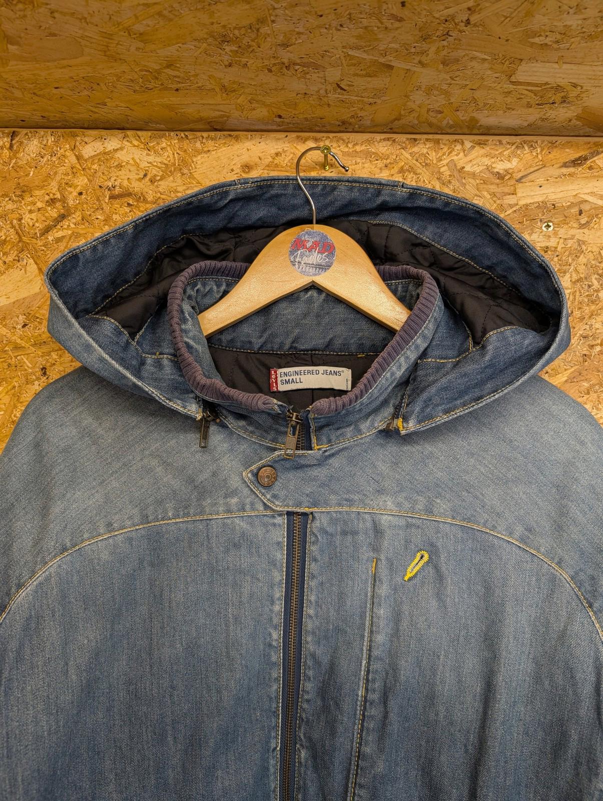 Levis Engineered Jacket Small Men Denim Hooded Blue Padded Jean Vintage Y2K