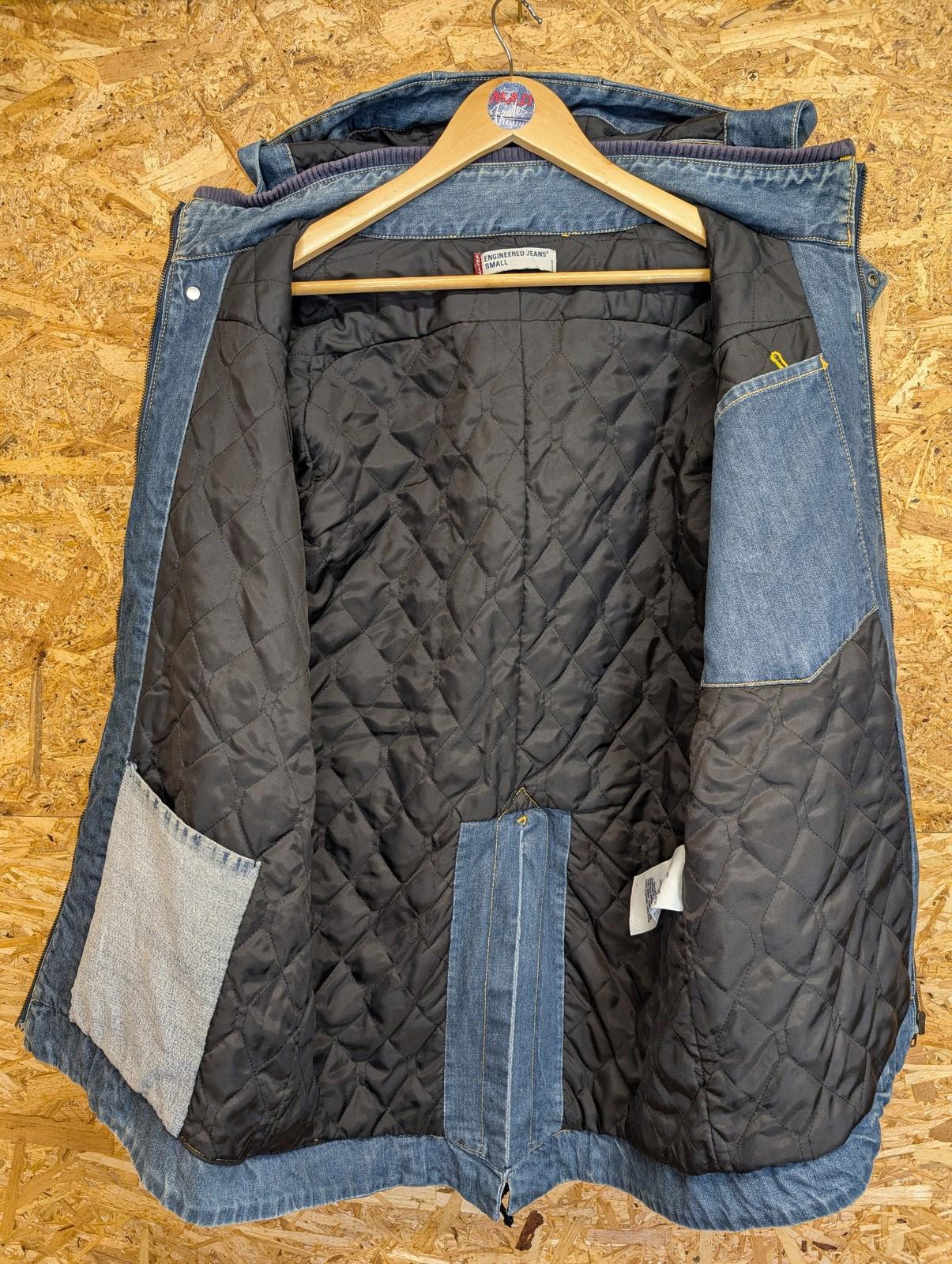 Levis Engineered Jacket Small Men Denim Hooded Blue Padded Jean Vintage Y2K