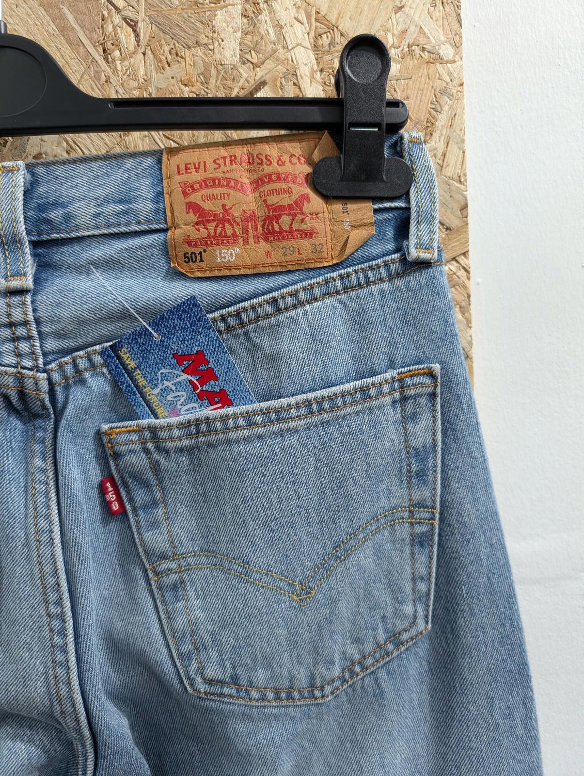 Levis 501 Jeans Womens W29 L32 150th Anniversary Patchwork Peace Blue Denim
