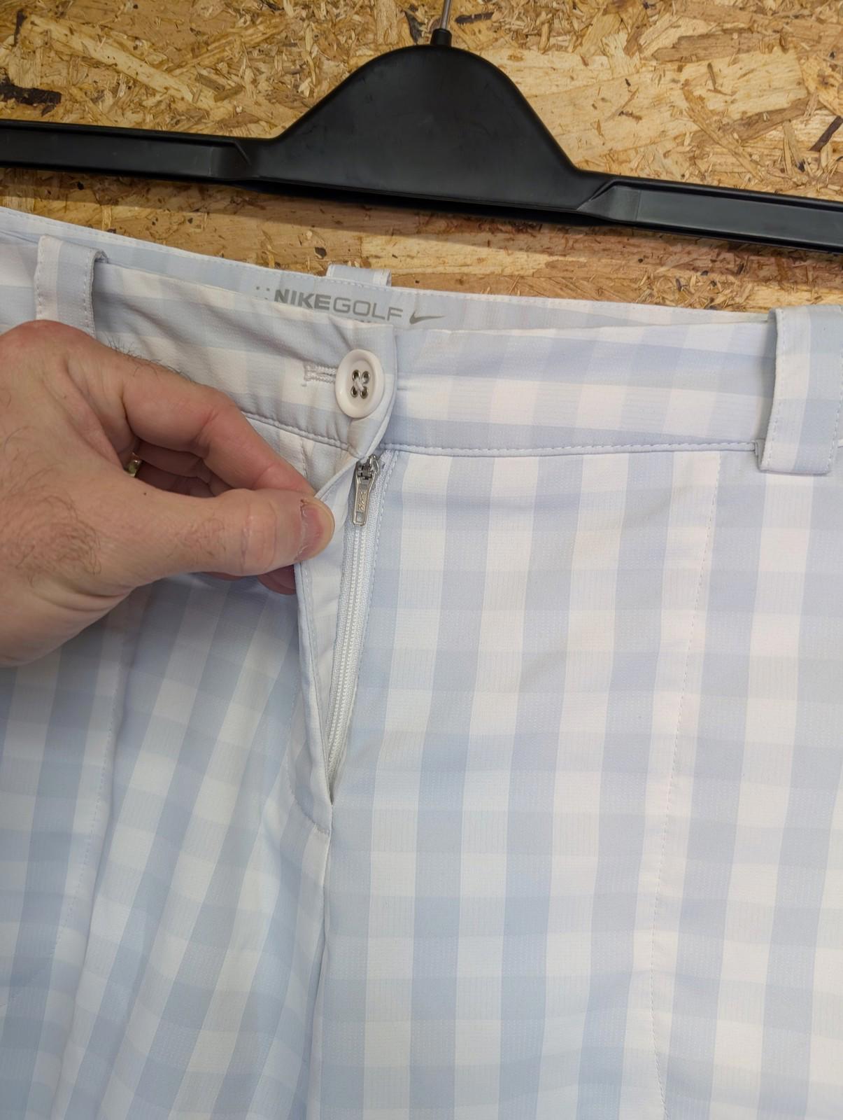 Nike Golf Tour Performance Shorts Size UK 16 W34 Women Check Blue White Pockets