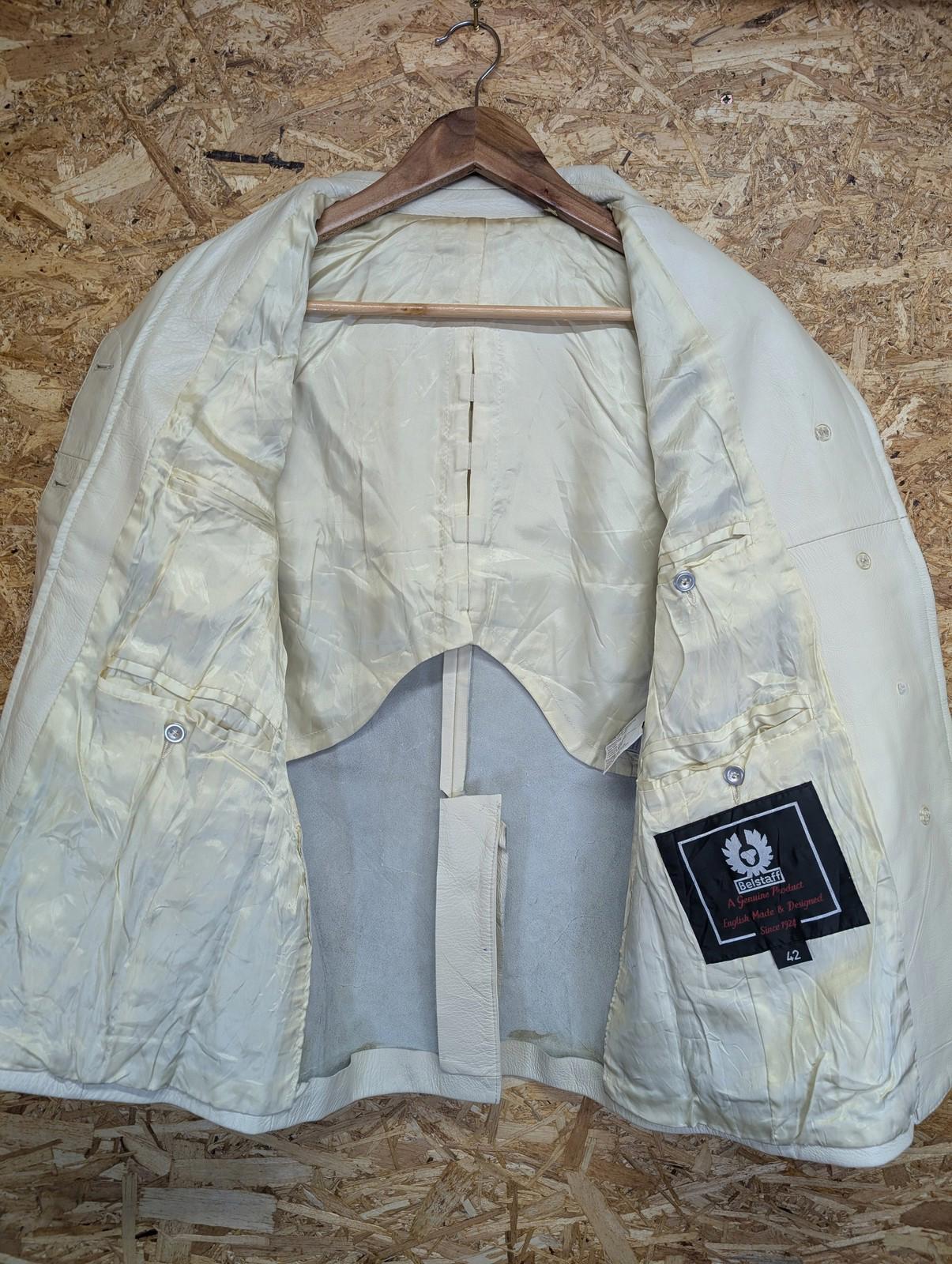 Belstaff Jacket Size 14 Women 42 Leather Italy Cream Beige Vintage Cafe Racer