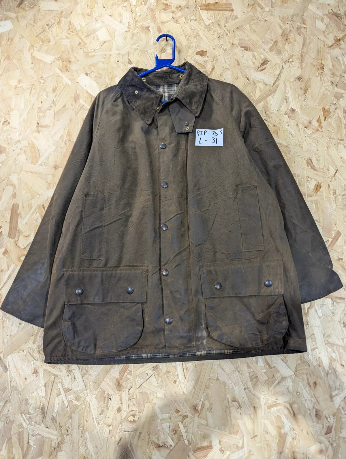 Vintage Barbour Moorland Brown Wax Jacket Mens XL C44 A50 Tartan 90s England