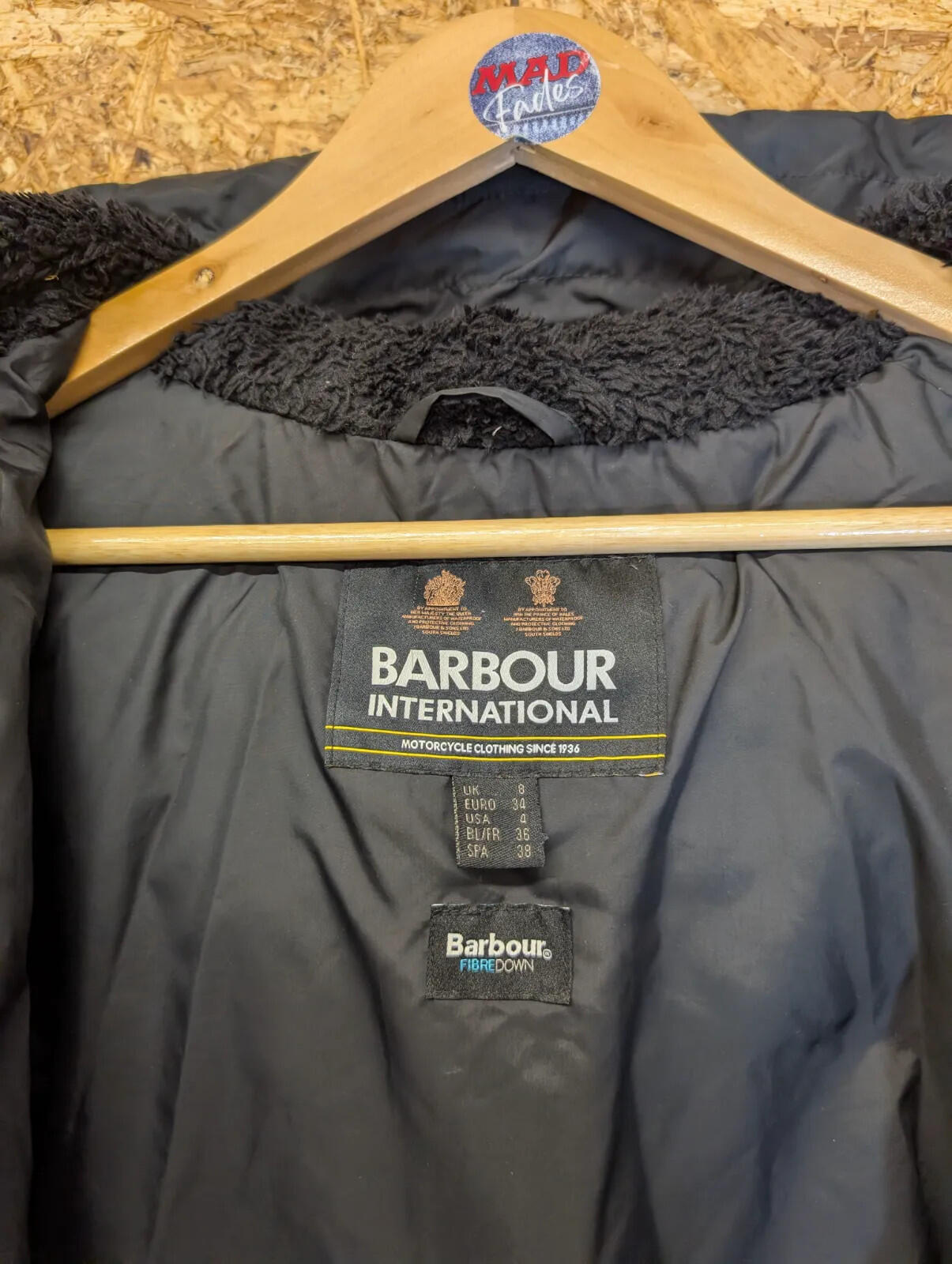 Barbour International Parka Womens UK 8 Longline Boston Quilt Puffer Coat Black