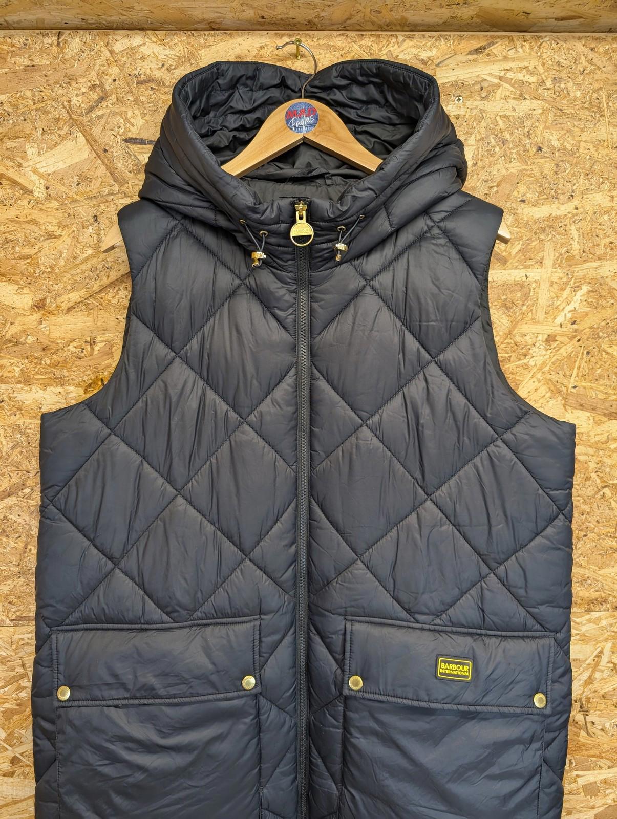 Barbour Bonneville Longline Gilet UK 14 Women Hooded Fibredown Padded Vest Quilt