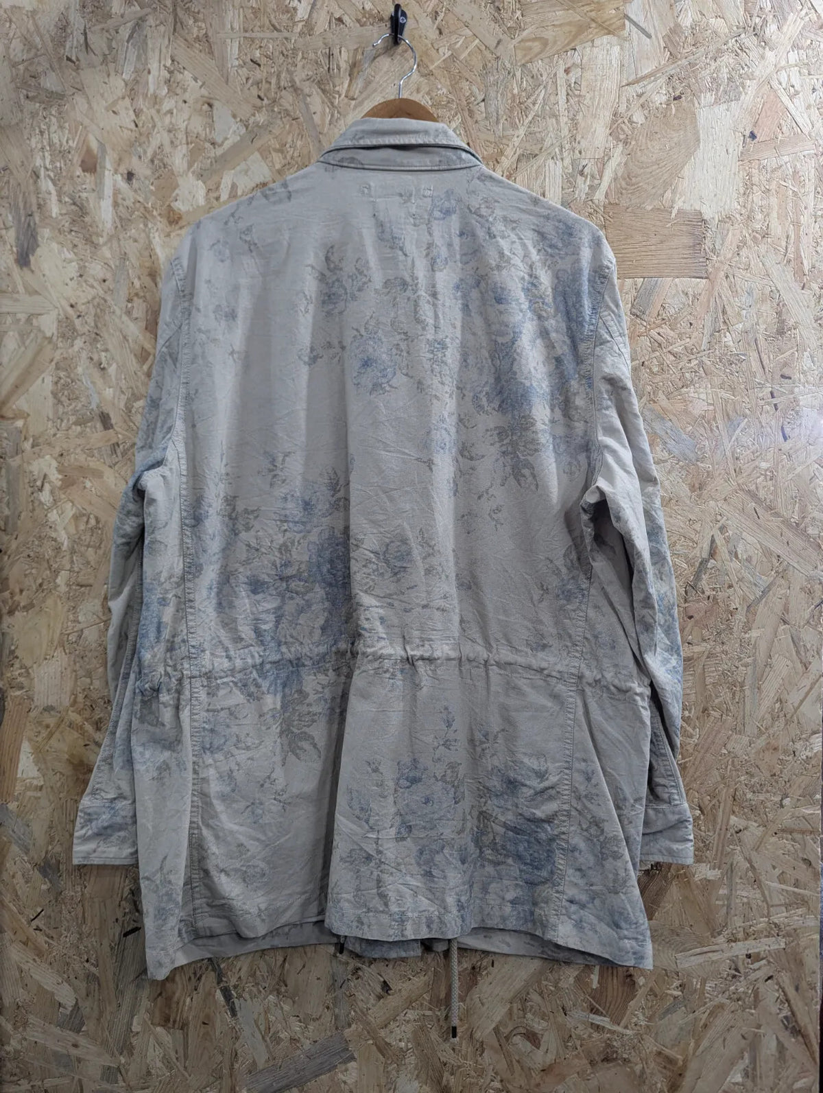 Vintage Chaps Field Jacket Mens XL Beige Blue Grey Cotton Abstract Print RL Polo