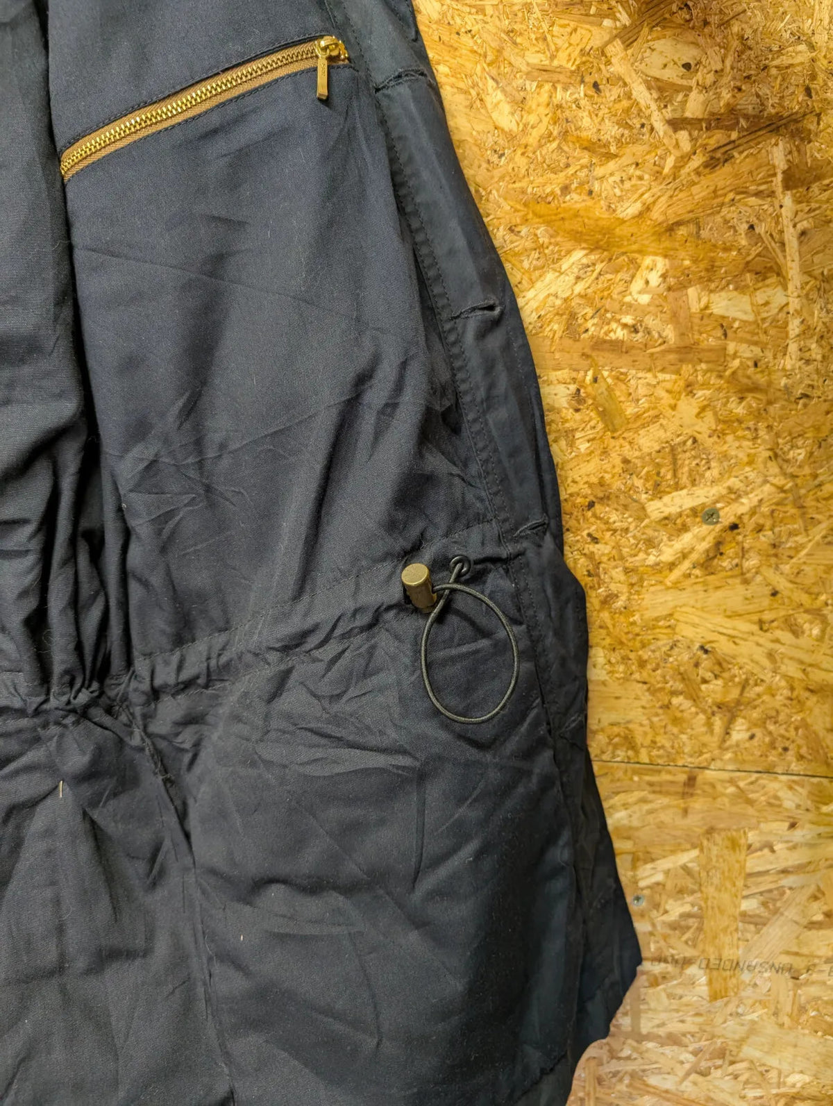 Filson Field Jacket Mens XL Black Blue Snap Drawstring Utility Pockets USA Made