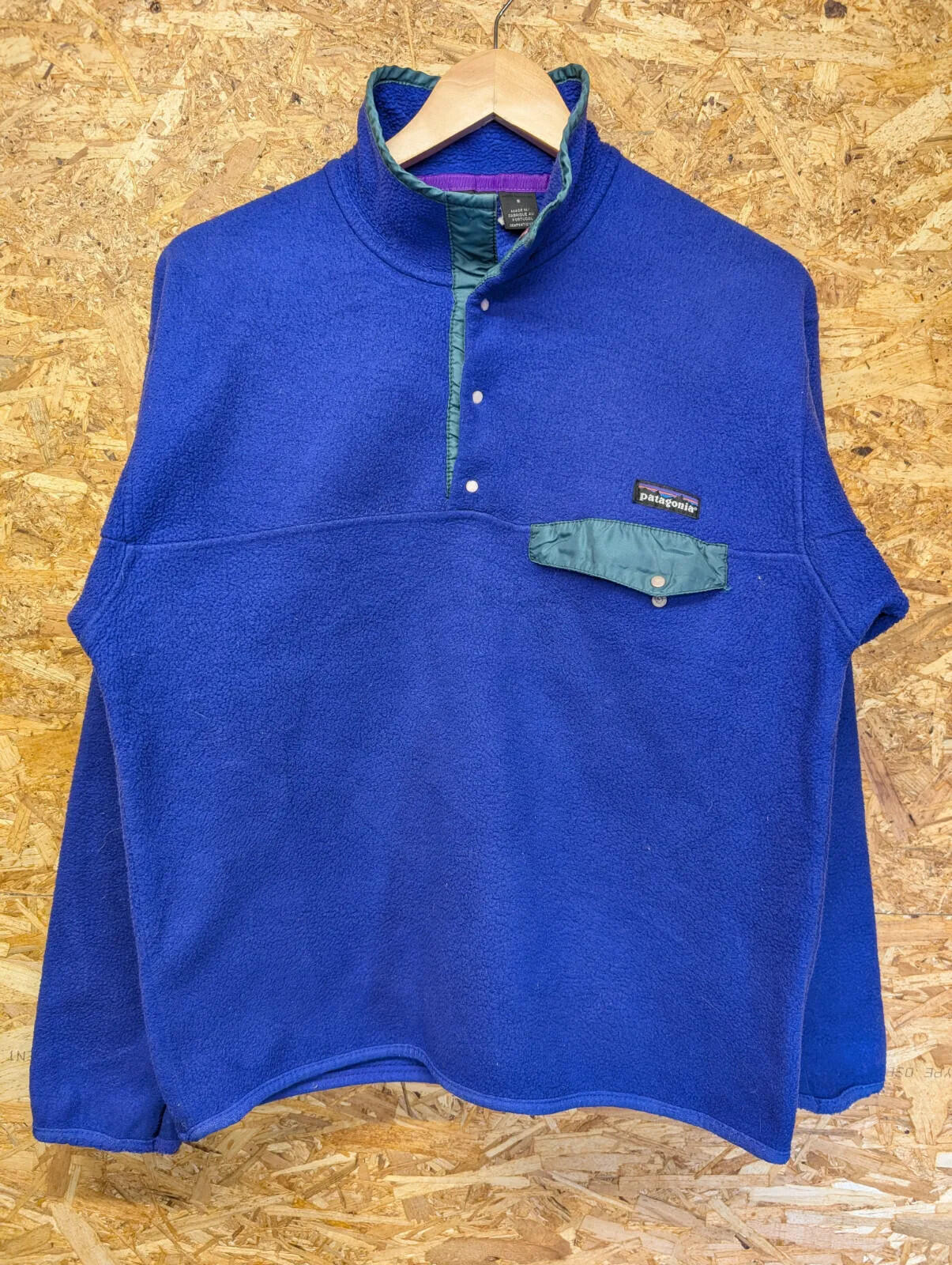 Vintage Patagonia Fleece Pullover Small Purple Blue 90s Snap-T Hiking Walking