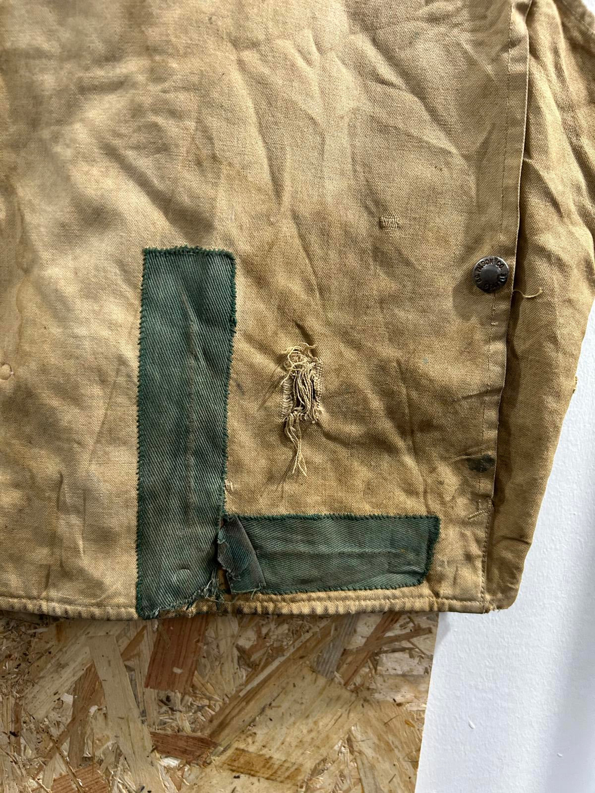 Vintage 50s Filson Dry Cloth Vest Medium Gilet Beige Made In USA Canvas