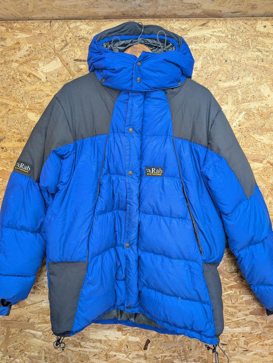 Rab Extreme Down Puffer Jacket XL Men Summit Down Blue Grey Puffa Vintage Y2K