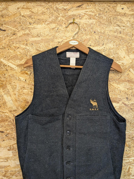 Filson Mackinaw Vest Mens Small Grey Wool Outdoor Waistcoat Gilet Body Warmer