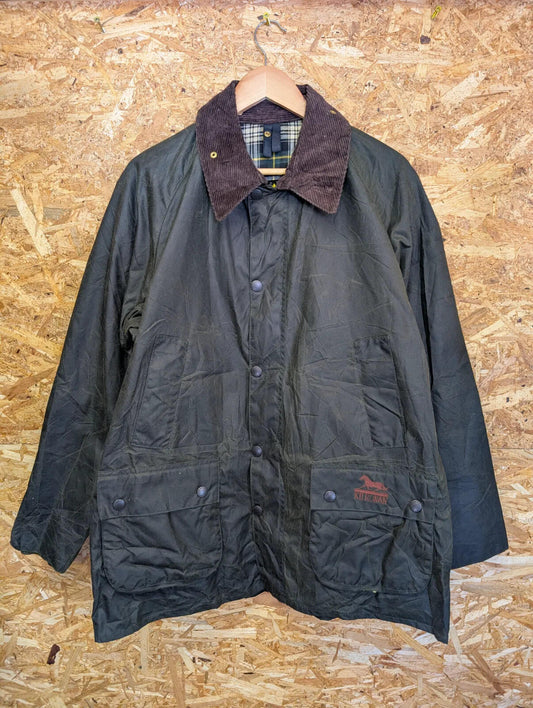Vintage Barbour Bedale Waxed Jacket Mens Large C42 A100 Olive Green 90s Cord