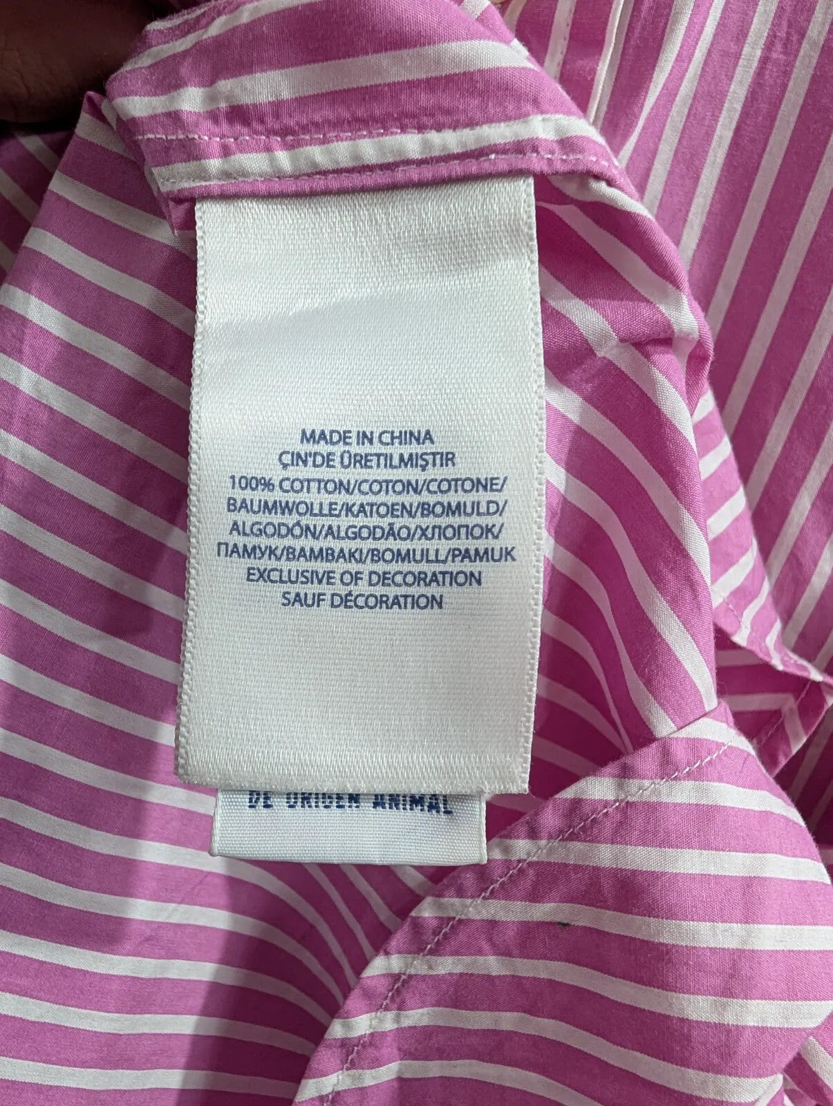 Polo Ralph Lauren Shirt Mens Medium Pink White Cotton Stripe Button Down Collar