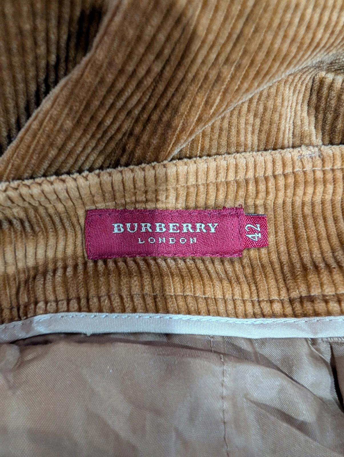 Burberry Trousers UK 12 W28 L29 Women Corduroy High Waist Tan Brown London Pleated