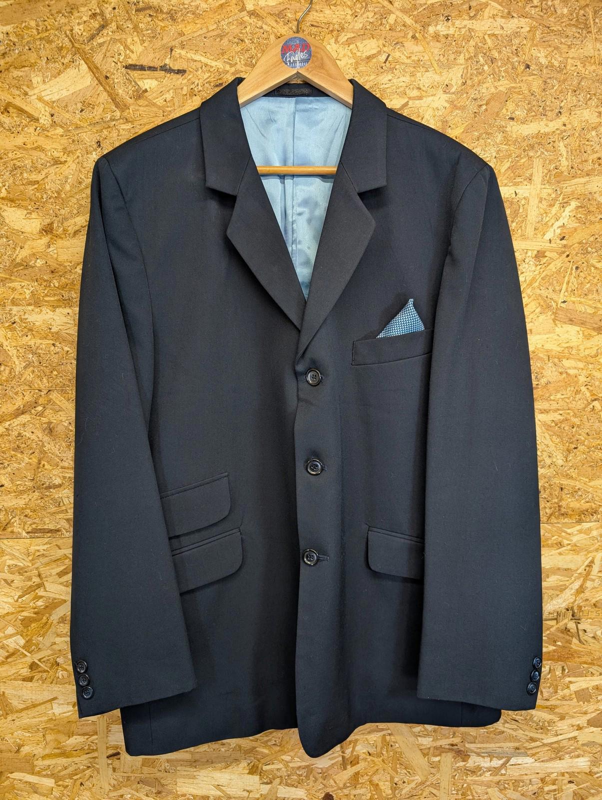 Sherrys London Suit 2 Piece 2XL 46 "38 Men Wool Blend Navy Blue Mod Classic