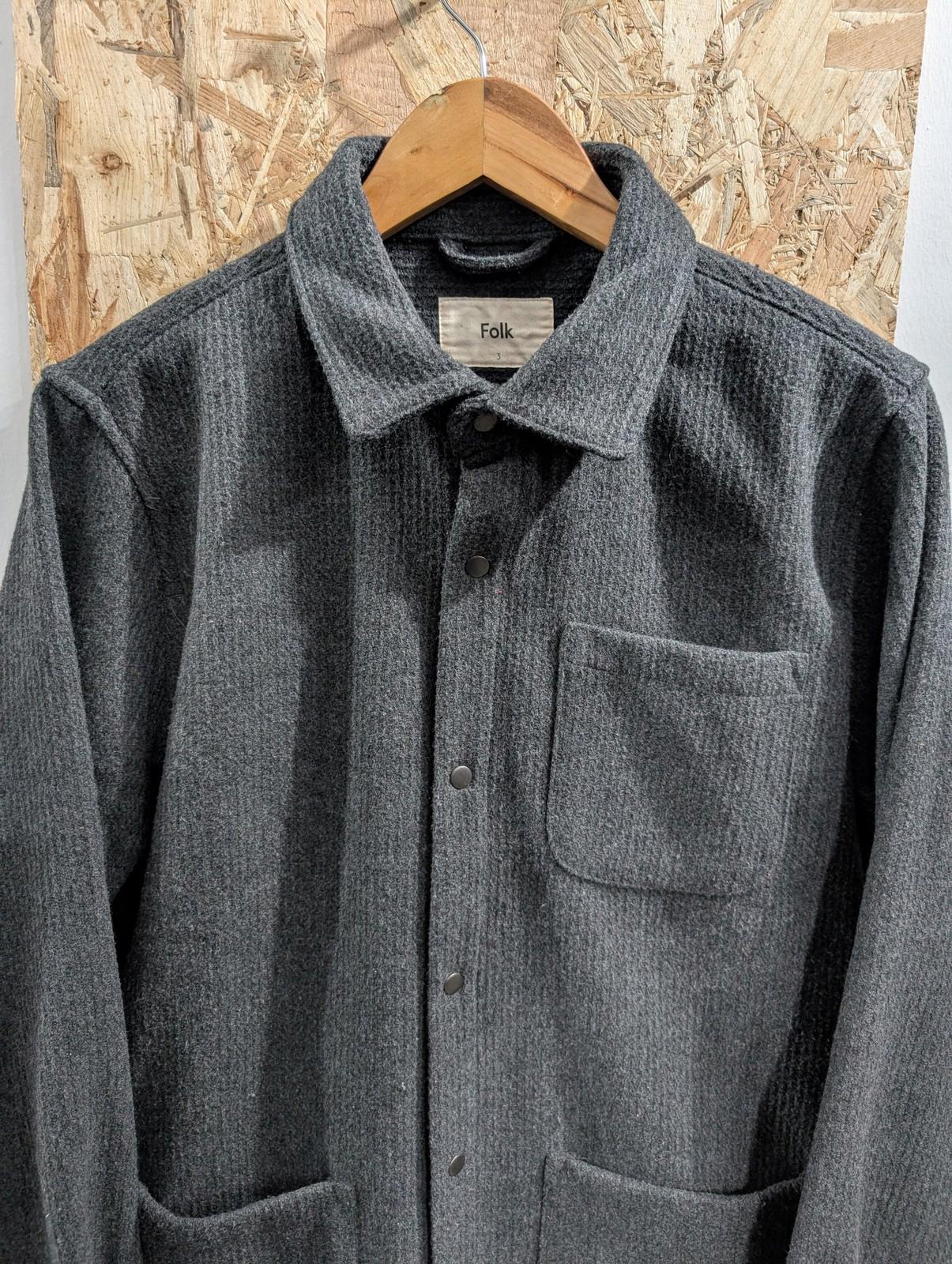 Folk Button-Up Chore Jacket Mens Size 3 Medium Casual Utility Charcoal Grey