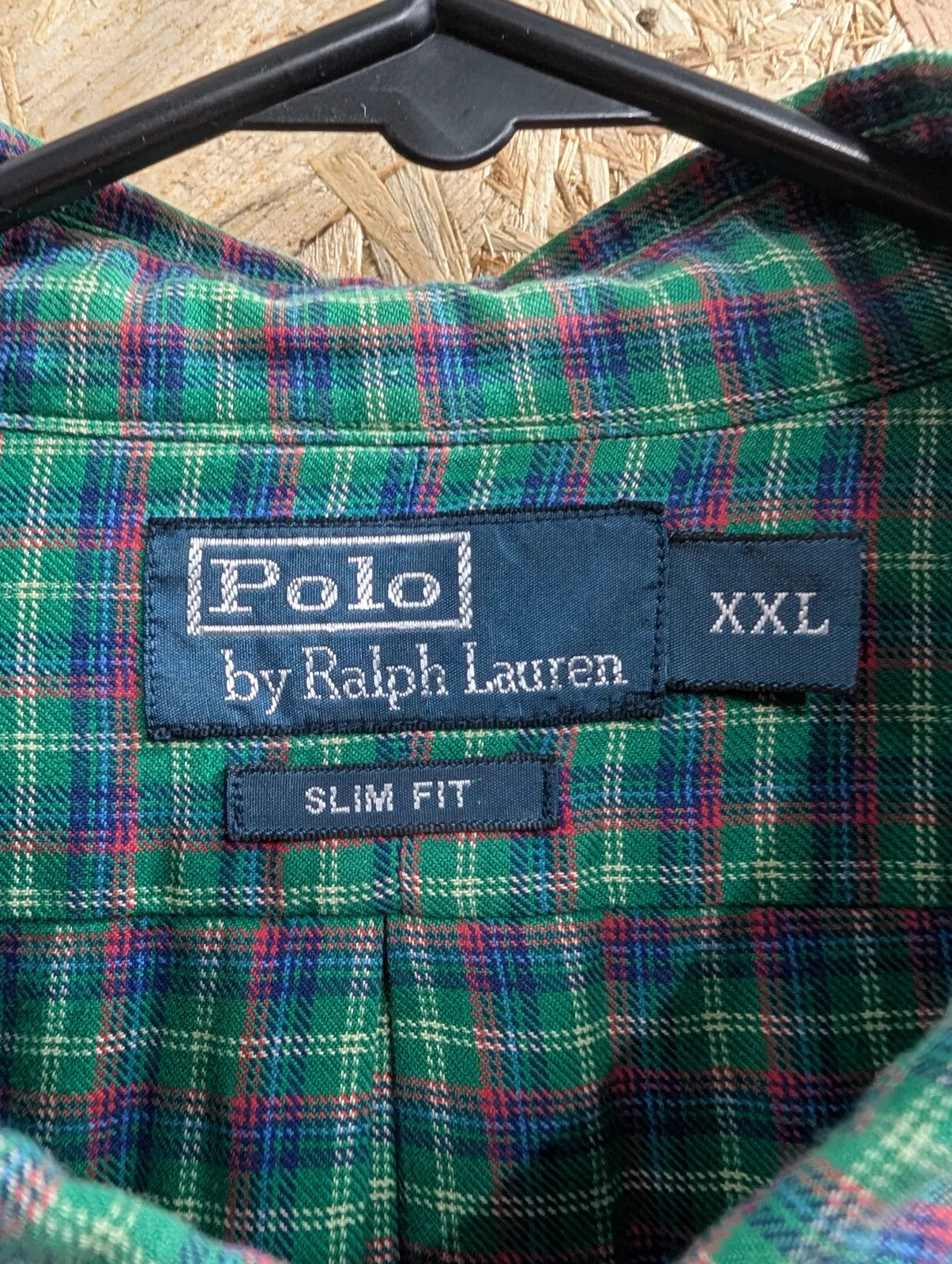 Polo Ralph Lauren Shirt Men XXL Green Plaid Slim Fit Long Sleeve Button Down 90s