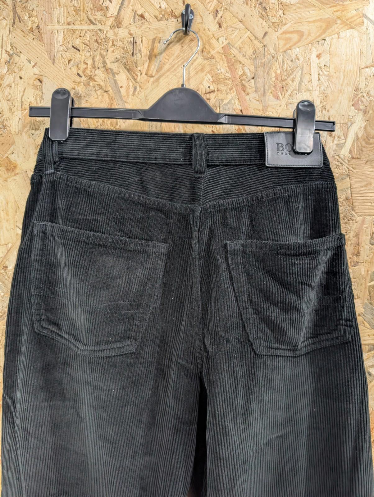 Hugo Boss Cords Trousers W32 L34 Arkansas Black Pants Straight Fit Zip Corduroy