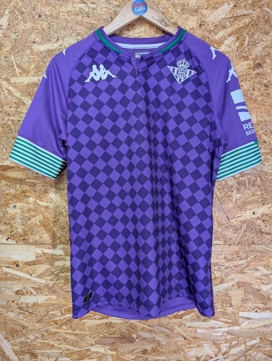 Real Betis 2020/21 Away Football Shirt Small Purple Check LaLiga S/S Kappa Spain