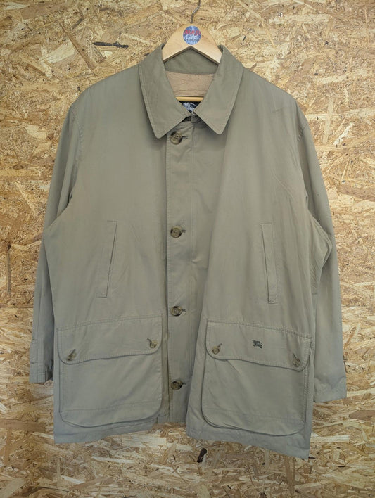 Burberry Beige Mac Coat XL 44 Men Nova Check Lined Button Pocket 90s Vintage