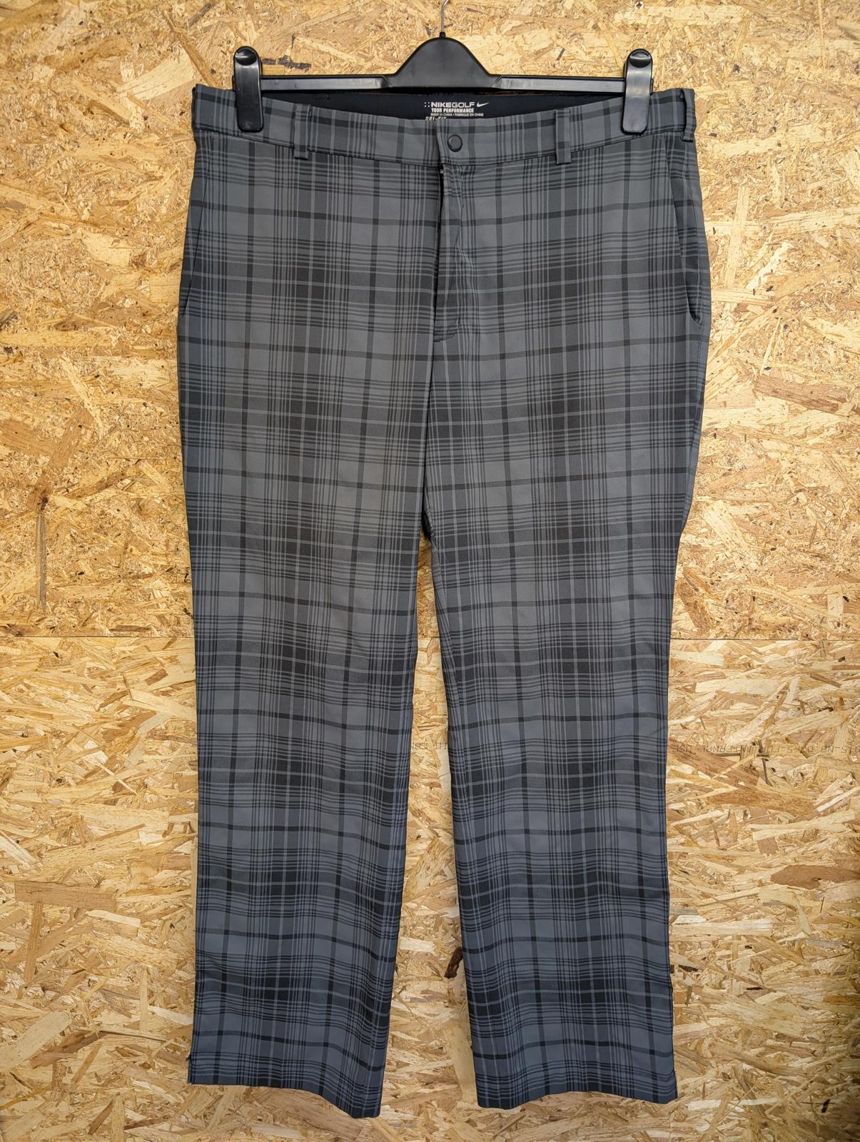 Nike Golf Trousers Size W36 L32 Dri-Fit Grey Checked Straight Leg