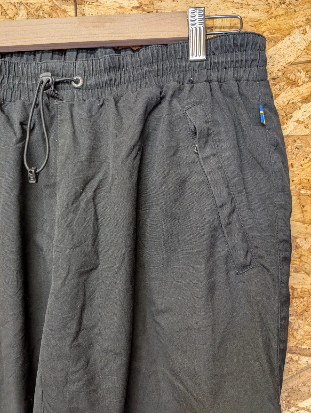 Fjallraven G1000 Cargo Trousers Mens W32 L32 Elastic Waist Black Cotton Hiking