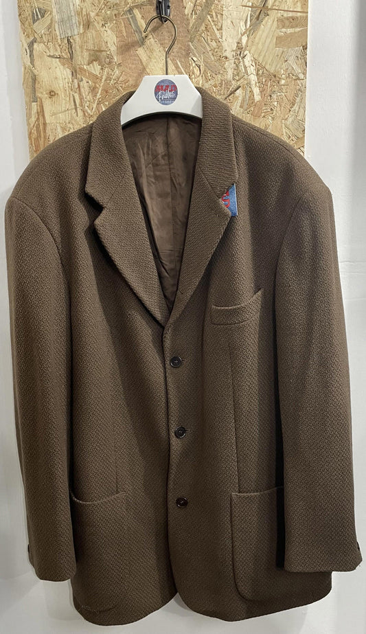Emporio Armani Mens 2XL Smart Overcoat Jacket Brown 100% Wool Made In Italy