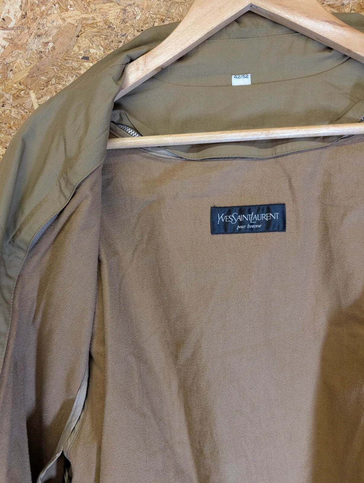 Vintage Yves Saint Laurent Trench Coat Mens Large 42 Khaki Water Repellent YSL