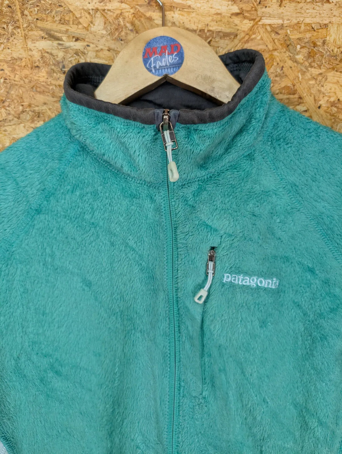 Patagonia R2 Fleece Jacket Womens Large Green Turquoise Polartec Thermal Pro Zip