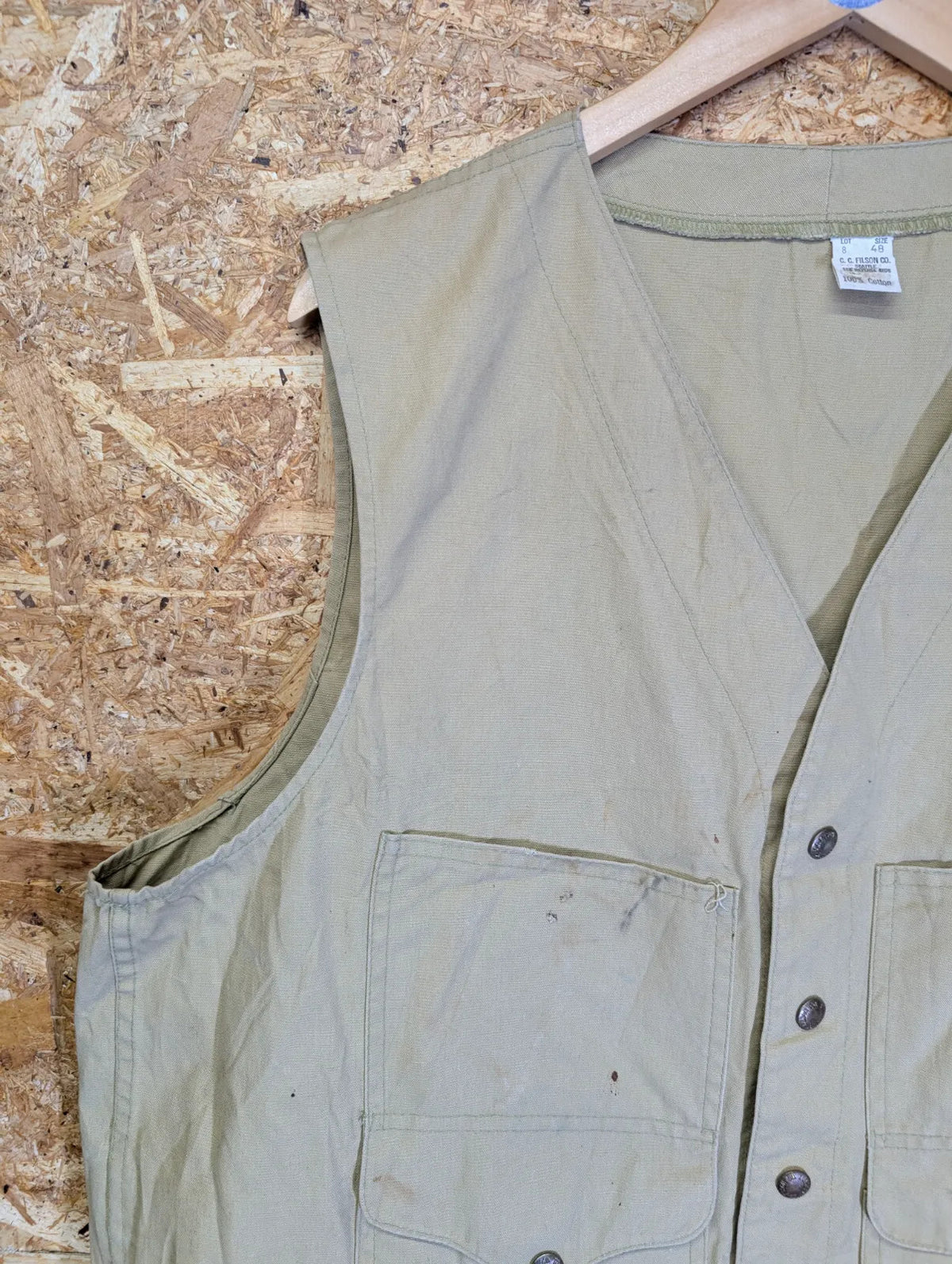 Vintage Filson Dry Cloth Vest 48 XXL Gilet Tan Made USA Canvas Heritage Tin 60s