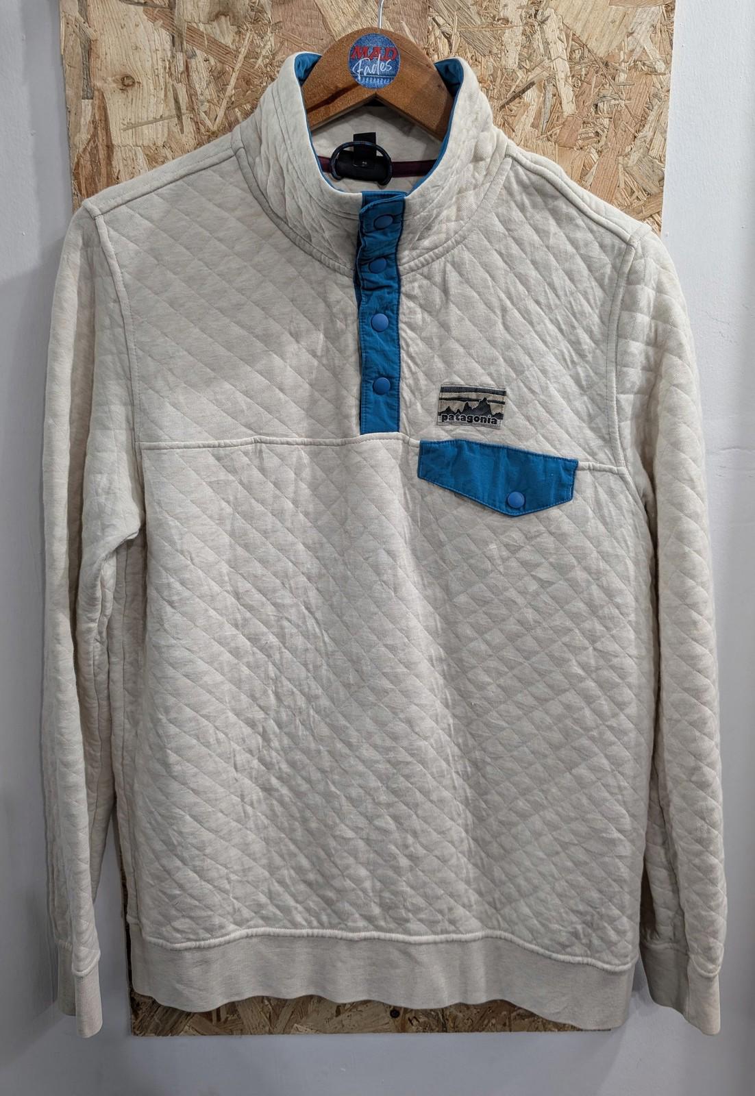 Patagonia Quilted Pullover Small Women Organic Cotton Crew Diamond Pattern Snap