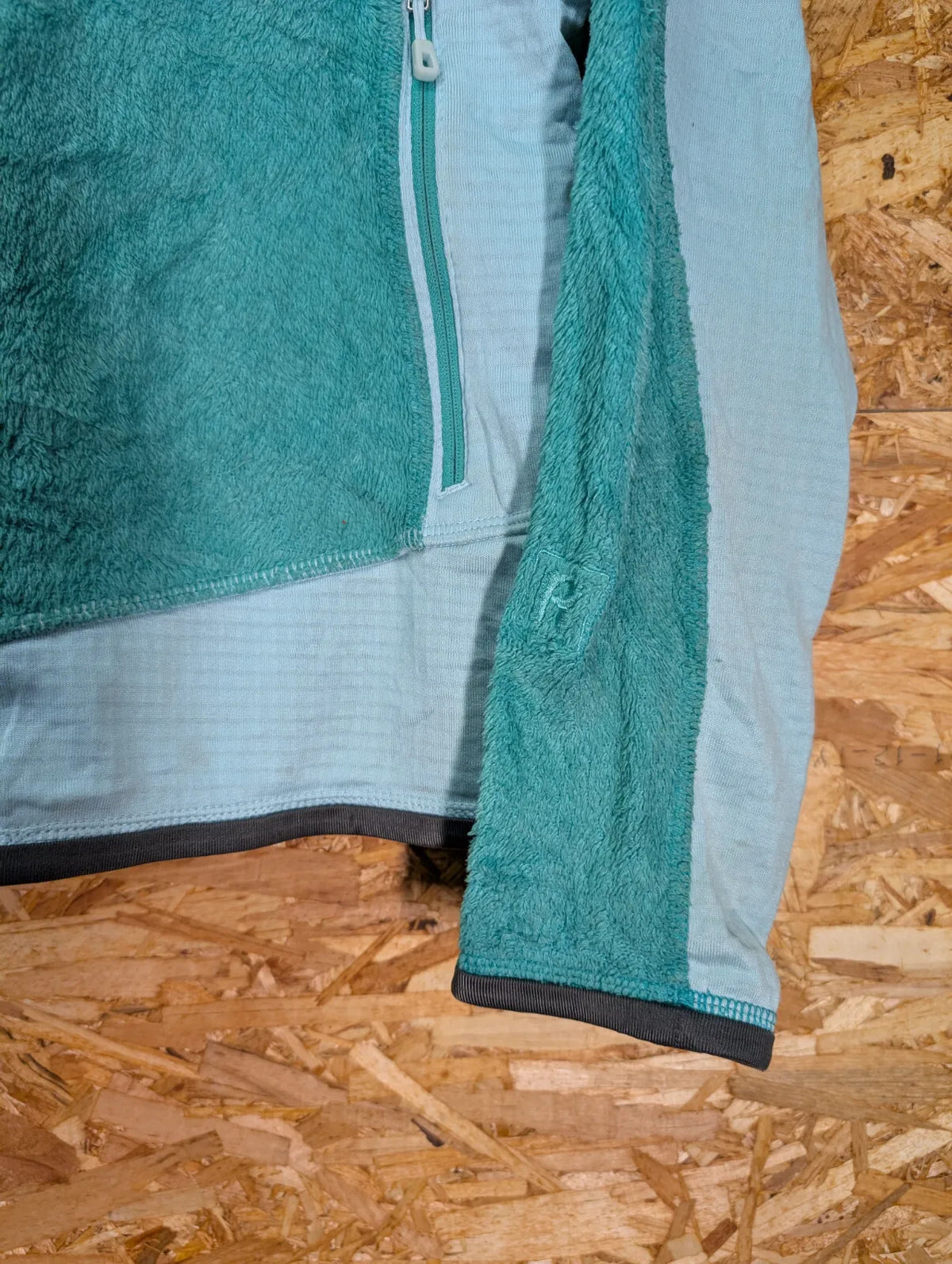 Patagonia R2 Fleece Jacket Womens Large Green Turquoise Polartec Thermal Pro Zip