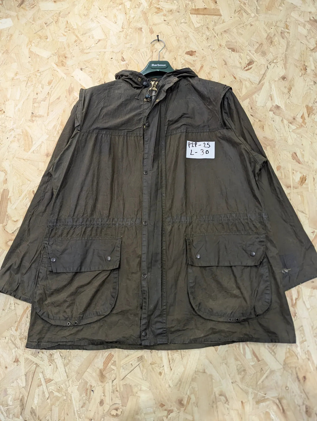 Vintage Durham Barbour Wax Parka Jacket Men Medium C38 Green A1 Hood 90s England
