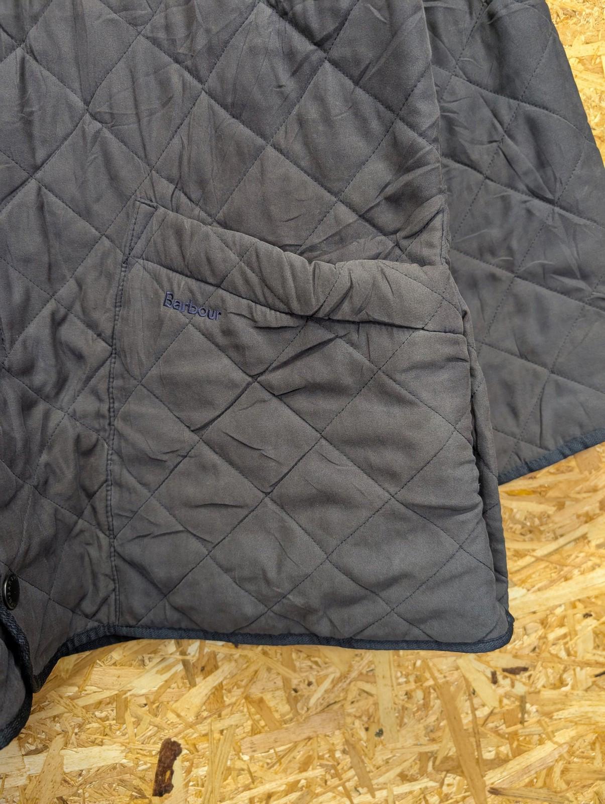 Barbour Microfiber Polarquilt Long Jacket Large Fleece Quilted Padded Navy Blue