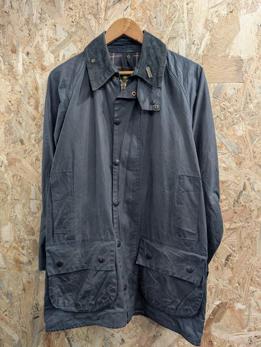 Vintage Barbour Beaufort Waxed Jacket Mens Medium C38 A155 Navy Blue England 90s