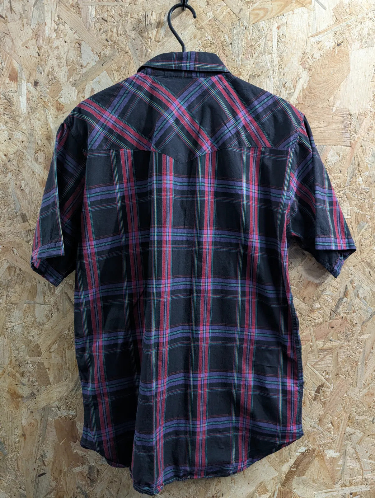 Pendleton Short Sleeve Shirt Men Large Black Check Plaid High Grade Western Gear