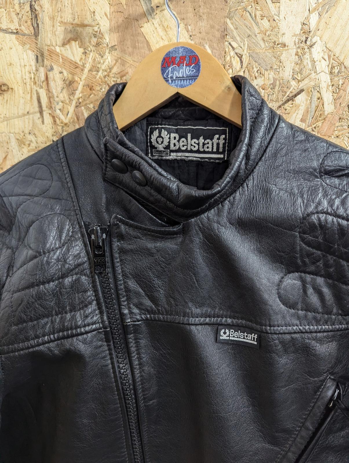 Belstaff Leather Jacket Mens Size Small 38 Black Padded Biker Vintage 80s