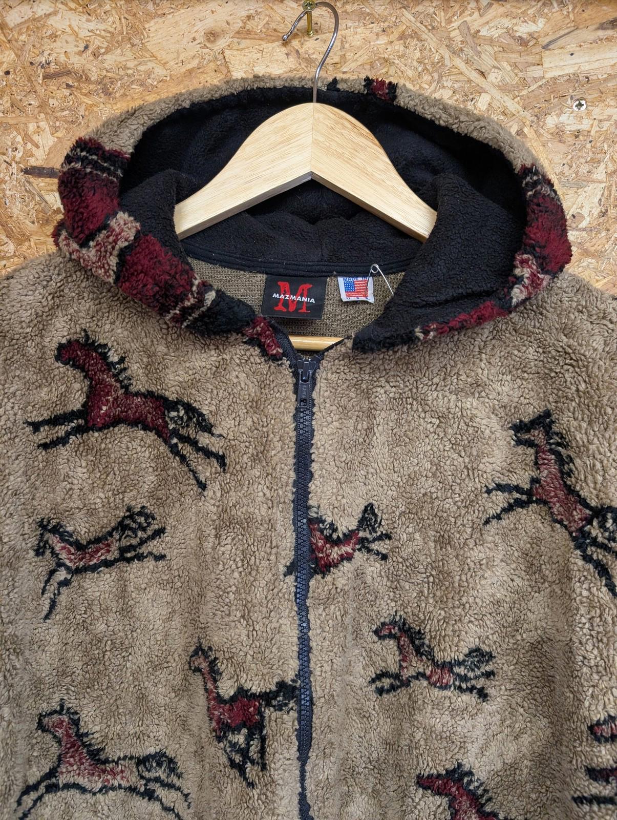 Mazmania Fleece Hoodie Medium 12-14 Women Jacket Vintage Horse Pattern USA Made