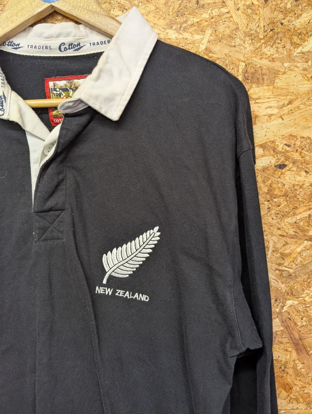 New Zealand Rugby Shirt Men Large Cotton Traders Polo All Blacks Embroidered 90s