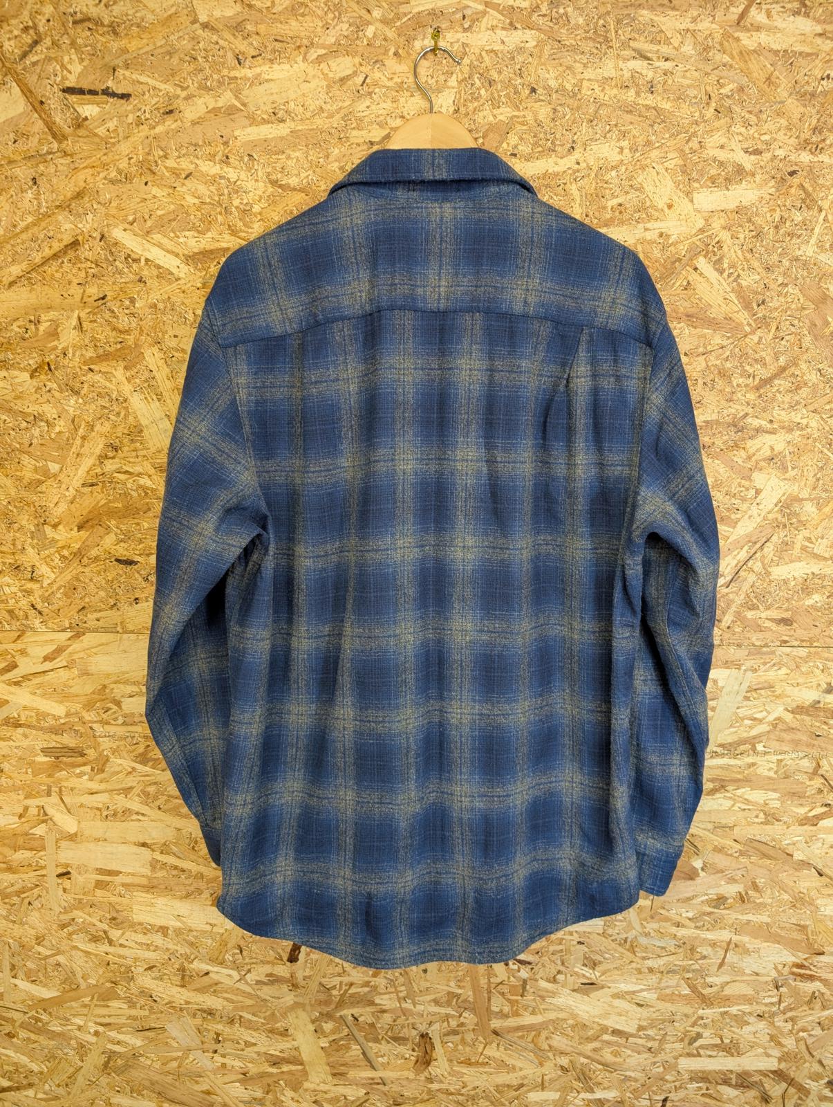 Pendleton Lodge Shirt Mens Large Navy Blue Grey Check Plaid Wool USA