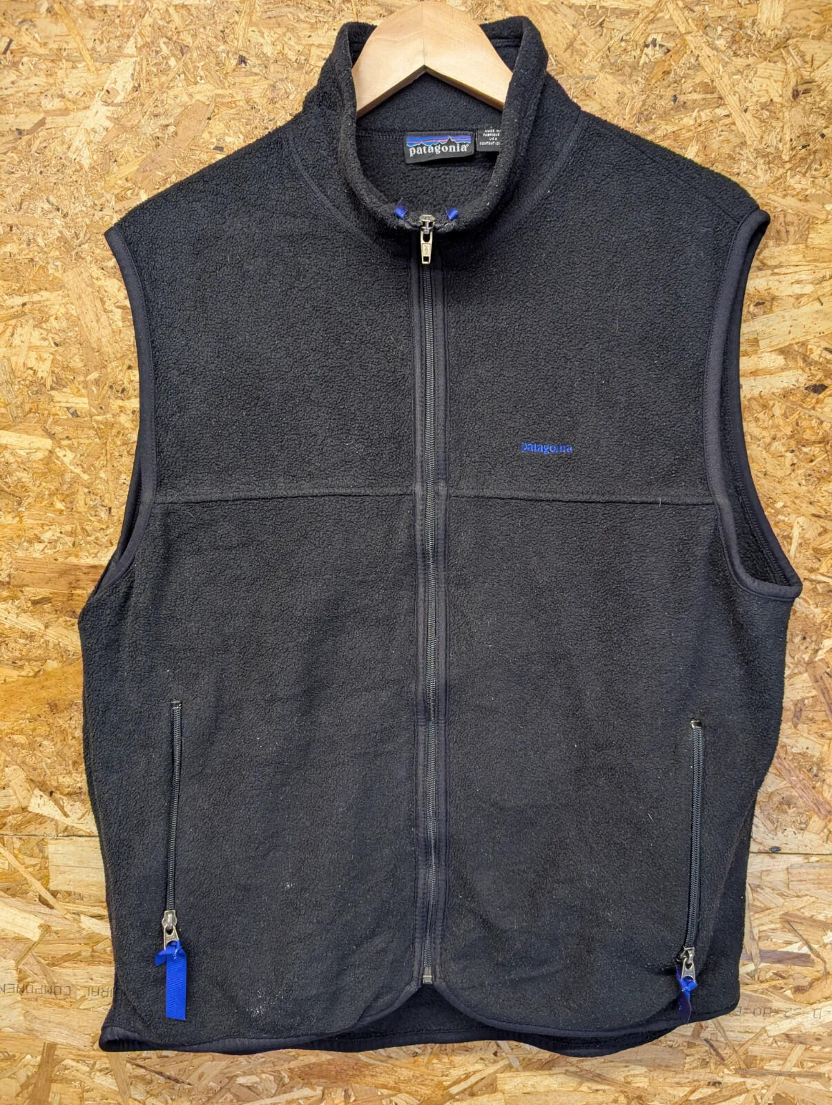 Vintage Patagonia Vest Fleece Mens Medium Black Full Zip USA Made 90s Gilet