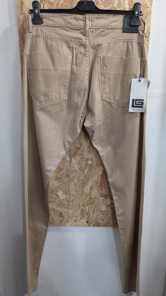 Guy Laroche Trousers W32 L36 Men Beige Chino Cotton Straight Leg Slim Fit New